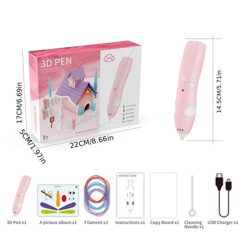 3D Pen for 3D Printing, PCL Drawing Pen, USB Chargeable 3D pen with safe PCL filament
